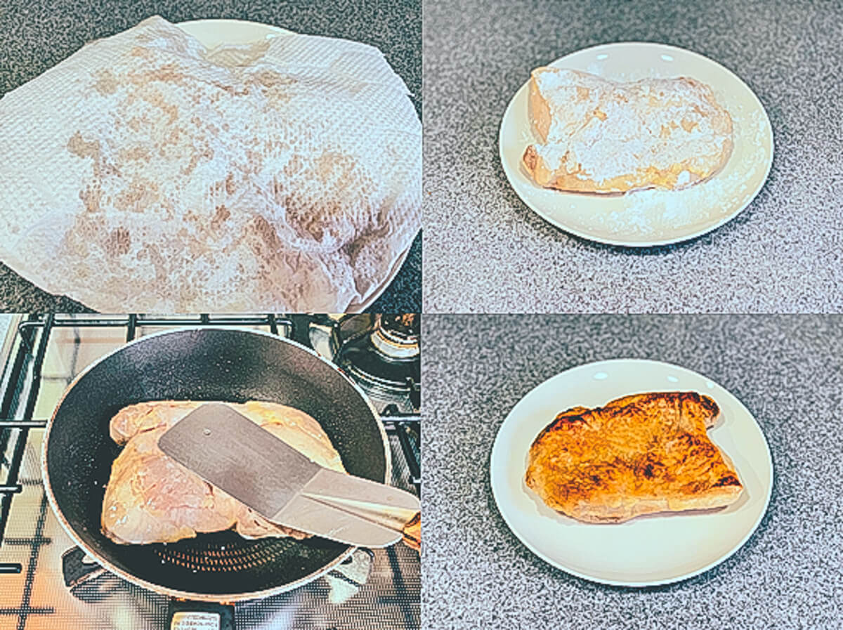 鶏もも肉の皮面を焼く（改訂版鶏の照り焼き）：低温調理レシピ | BONIQ（ボニーク）公式低温調理レシピサイト