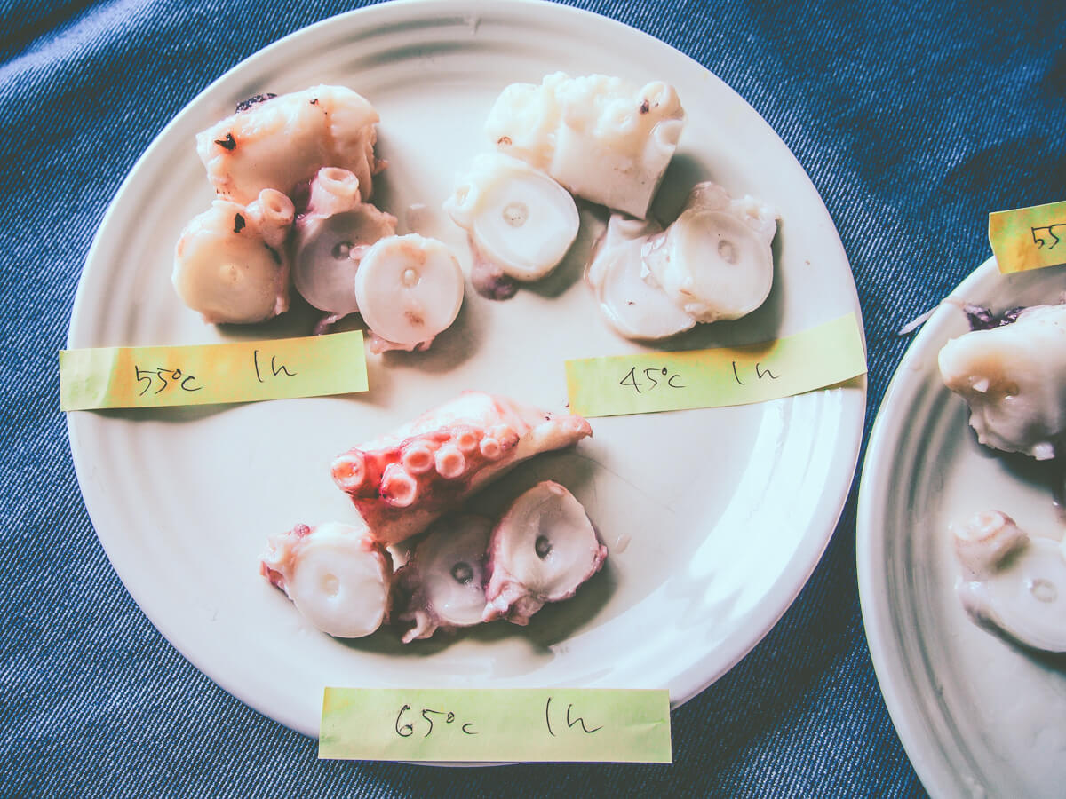 45 生タコ 水タコ の低温調理 比較実験 Boniq ボニーク 公式低温調理レシピサイト